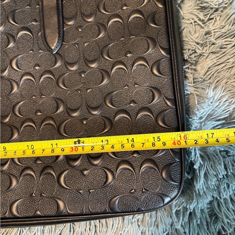 Coach Black Embossed Leather Briefcase - Picture 2 of 9
